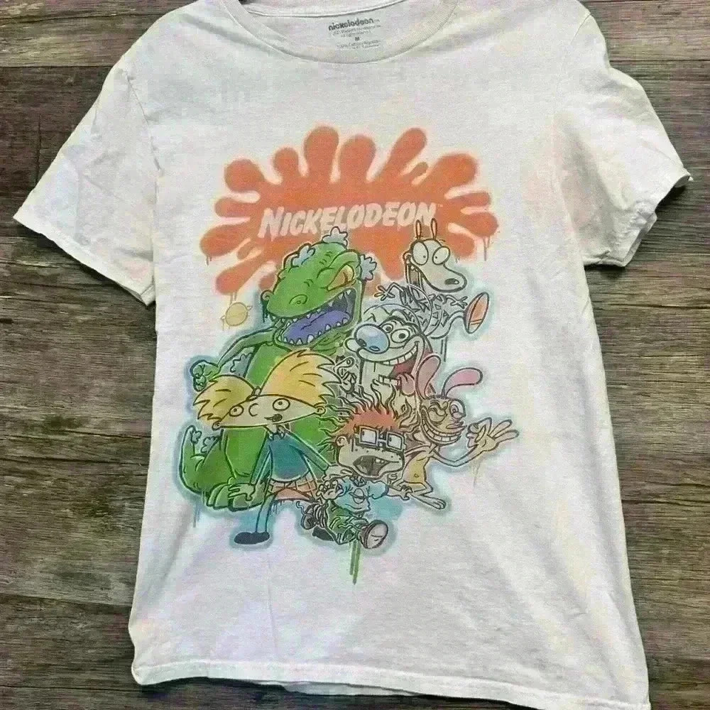 Nickelodeon White Graphic T-Shirt Size Medium